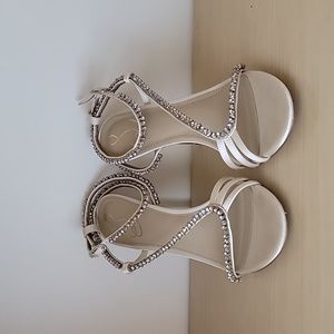 Special occasion heels in cream with rhinestones.